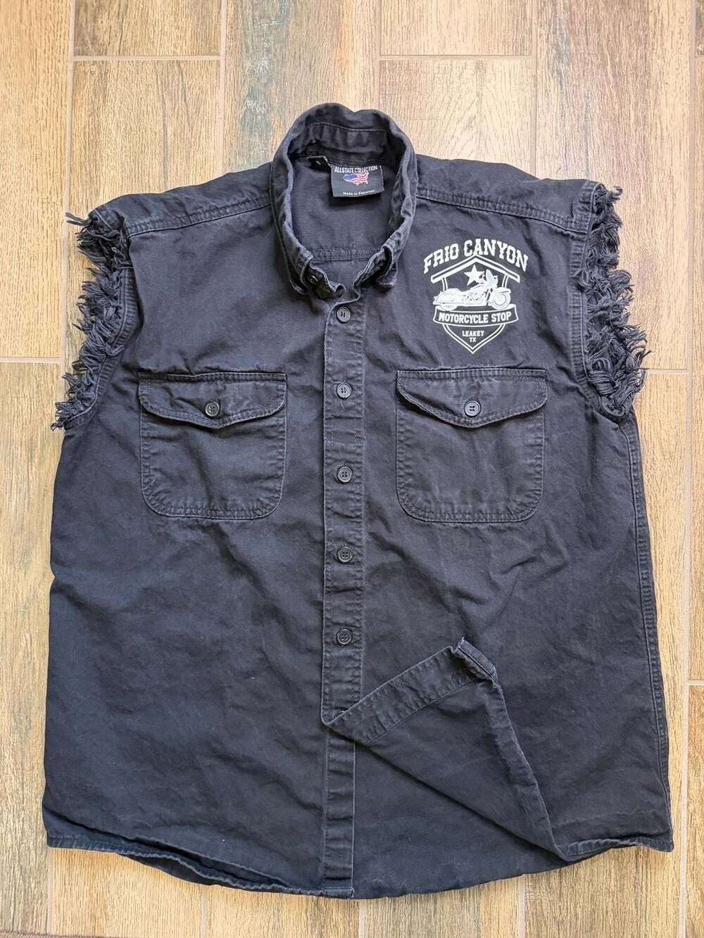 Vintage Biker Cut Off Vest Frio Canyon Motorcycle Stop Leakey TX Twisted Sisters
